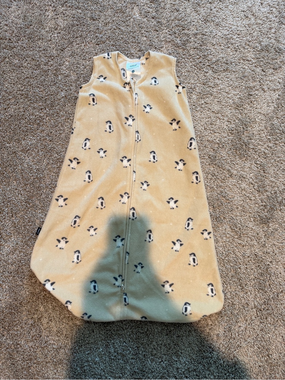 Halo Penguin Print Fleece Sleep Sack - Beige